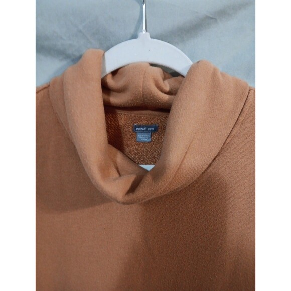 Aerie XS TP Rust Brown Cowl Neck Oversized Raw Hem Sweatshirt Womens Tunic EUC - Picture 4 of 7